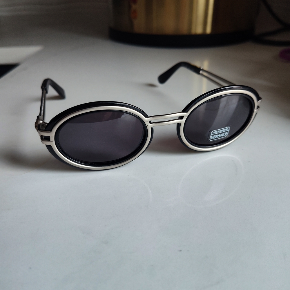 Versace Black and Silver Oval Sunglasses